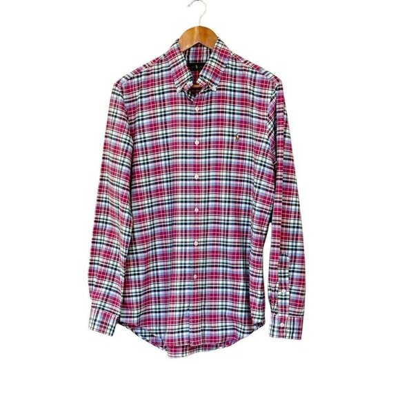 Ralph Lauren Men's Colorful Pink Blue White Check Button Down Shirt Size Medium - Picture 1 of 5